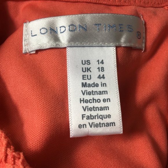 London Times Fit and Flare Coral Dress | Size 14 - Picture 5 of 5